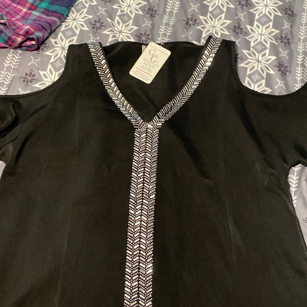 sexy cut out shoulder silky top